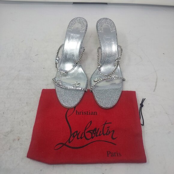 Christian Louboutin Silver Just Queen Crystal Bridal Wedding Heel Sandal - Picture 6 of 14